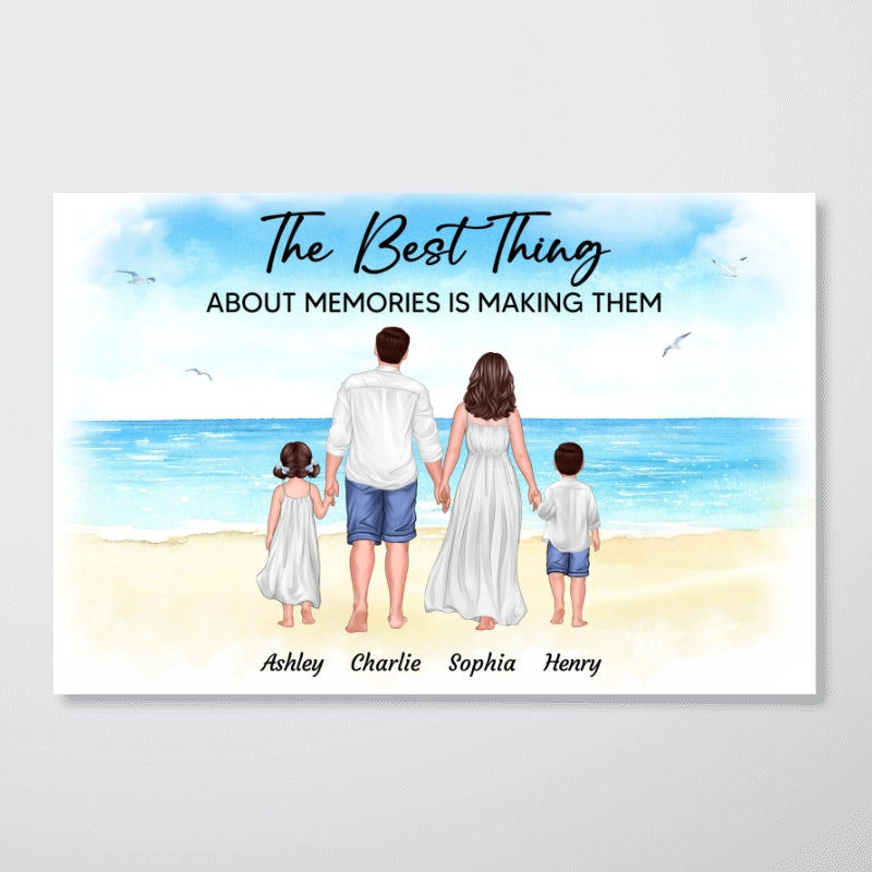 Summer Family Walking Back View Personalized Horizontal Poster