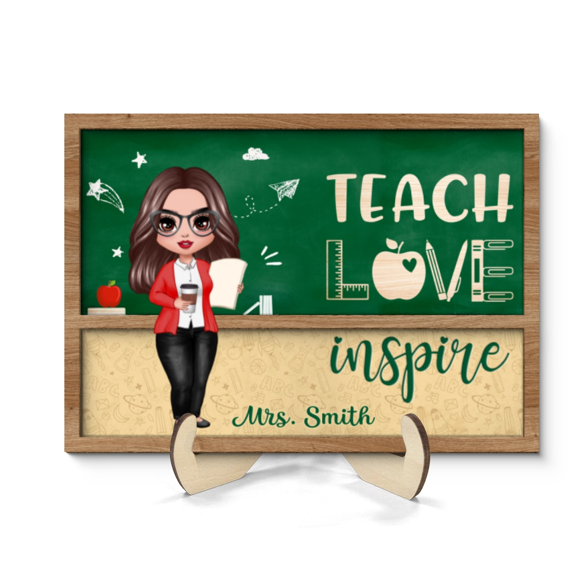Teacher Green Board Personalized 2-Layer Wooden Plaque, Gift For Teacher, Appreciation Gift