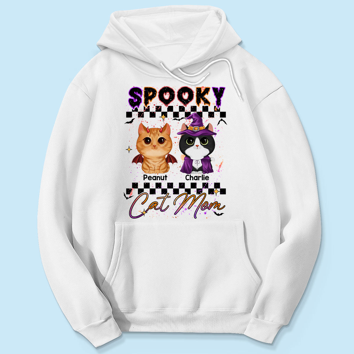 Spooky Cat Mom Halloween Watercolor Cute Cats Personalized Shirt