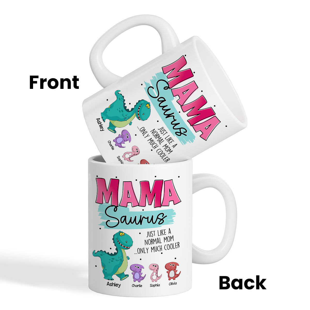 Grandmasaurus Mamasaurus Cute Dinosaurs Mother‘s Day Gift For Mom Grandma Personalized Mug