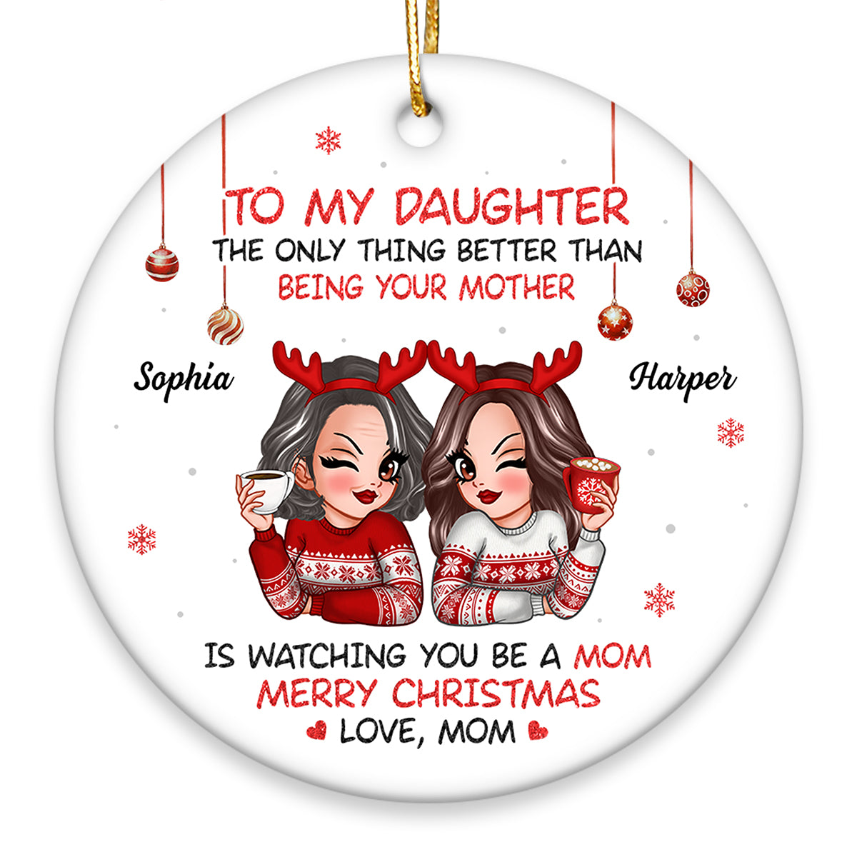 To My Daughter Son Merry Christmas Personalized Ceramic Ornament, Christmas Gift For Daughters, Sons