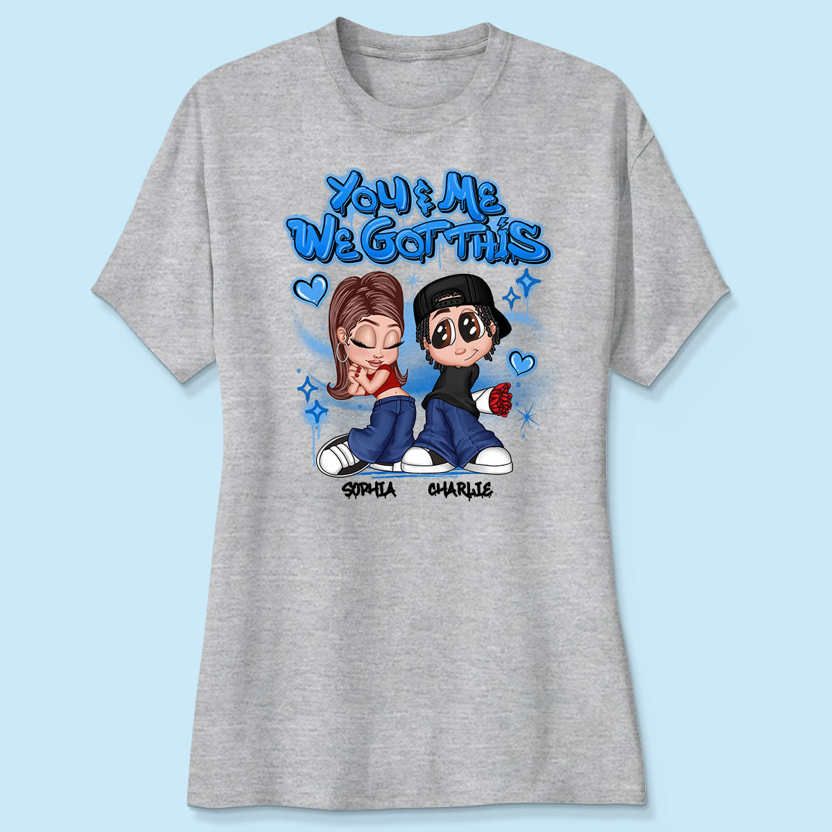 Y2K Couple Airbrushed - Personalized Shirt - Unique Valentine's Day Gift For Him, Gift For Her