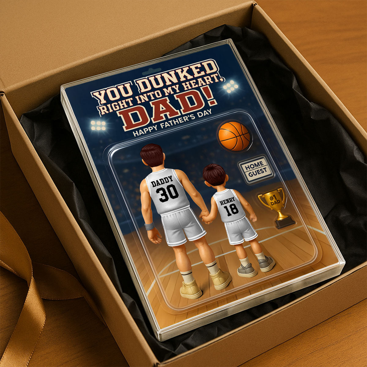 You Dunked Right into my Heart Dad, Basketball Custom Figure - Personalized Acrylic Block Plaque - Gift For Dad, Gift For Husband, Gift For Grandpa