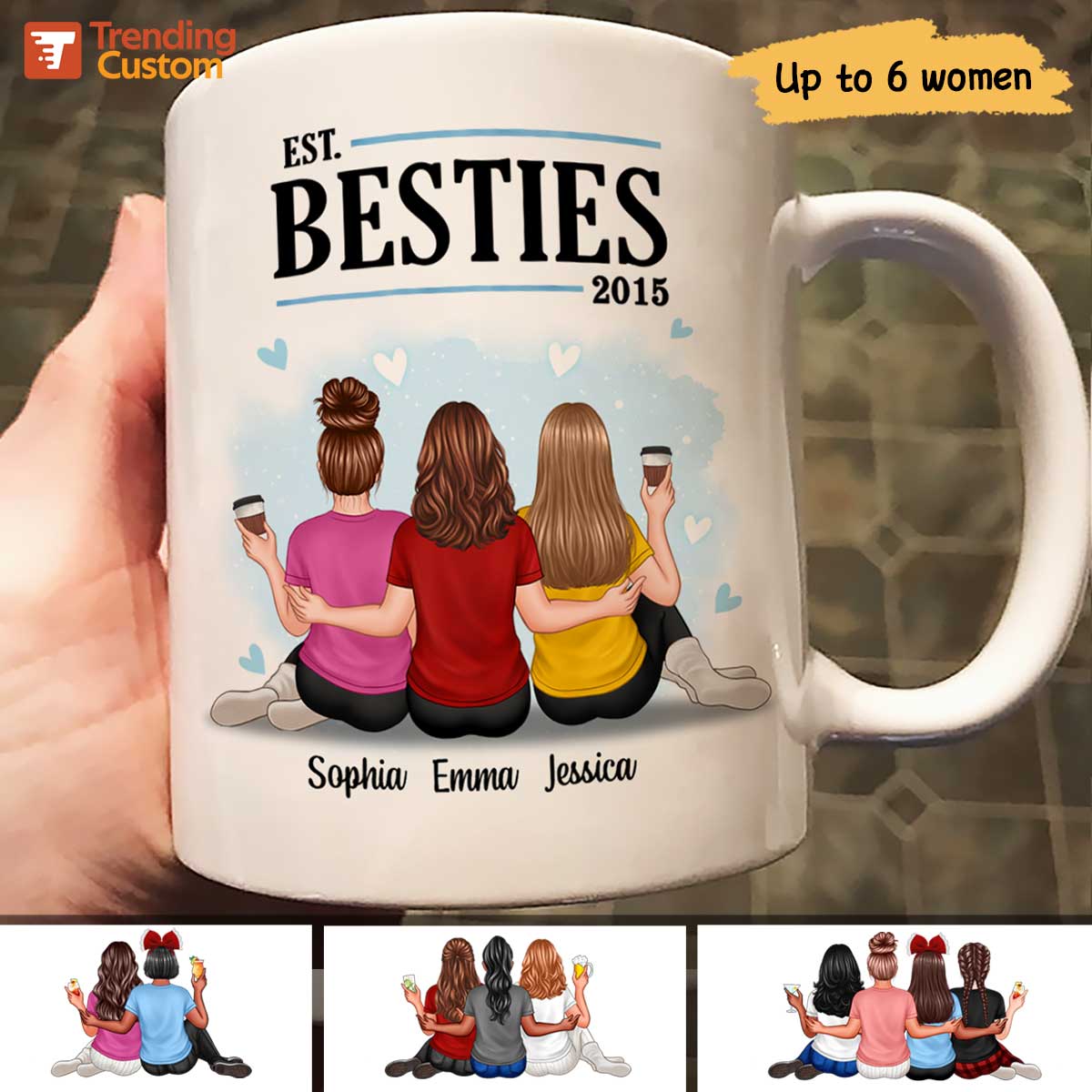 Embracing Besties Sisters Est Personalized Mug