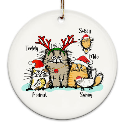 Funny Cat Christmas Personalized Circle Ornament