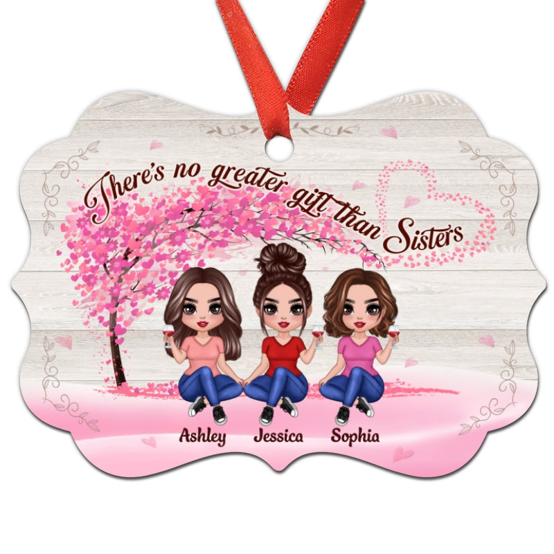 Besties Sisters Under Flying Heart Tree Personalized Christmas Ornament
