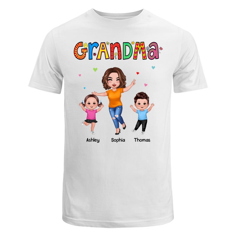 Beautiful Patterns Happy Doll Grandma And Grandkids Personalized Shirt