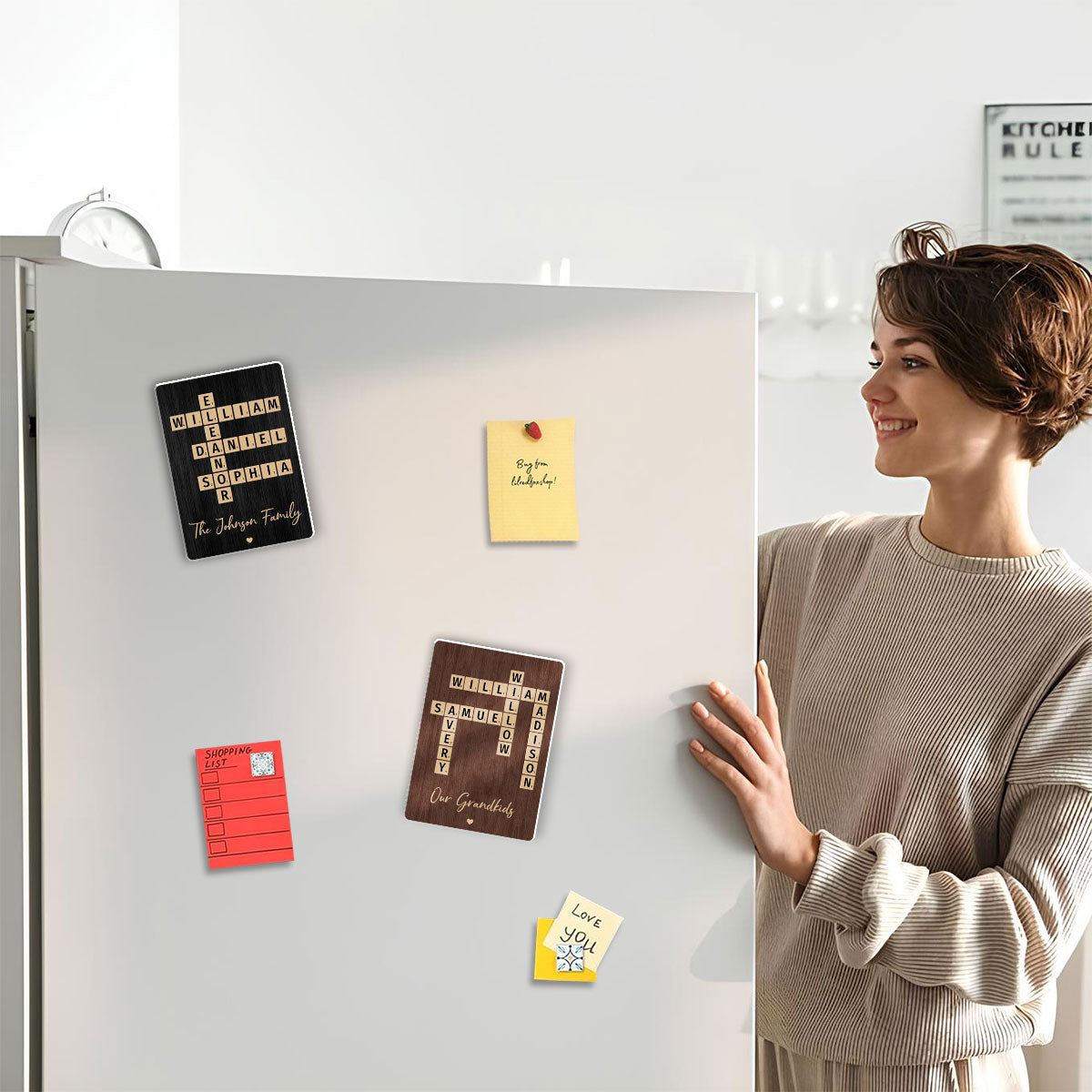Family Crossword Art - Created In A Moment, Treasured Forever Personalized Acrylic Fridge Magnet