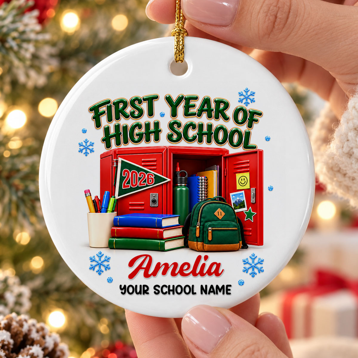 First Year Of High School 2026 - Personalized Ceramic Ornament - Christmas Gift For Boys Girls Kids Grandkids