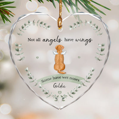 Not All Angels Have Wings Dog Memorial - Personalized Glass Ornament - Christmas Sympathy Remembrance Keepsake