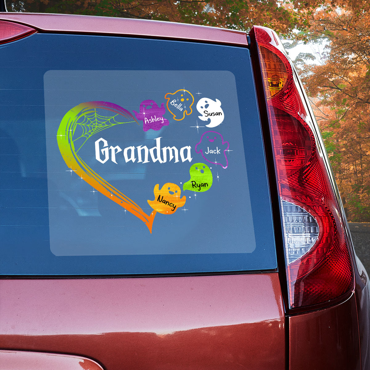 Grandma Boo Crew Heart Halloween Personalized Decal, Halloween Decor
