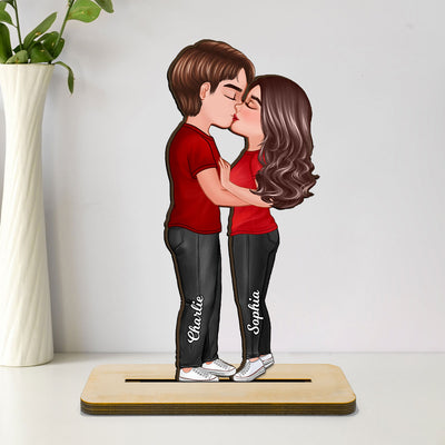 Doll Couple Kissing Home Decor Gift For Him Gift For Her Personalized Standing Wooden Plaque