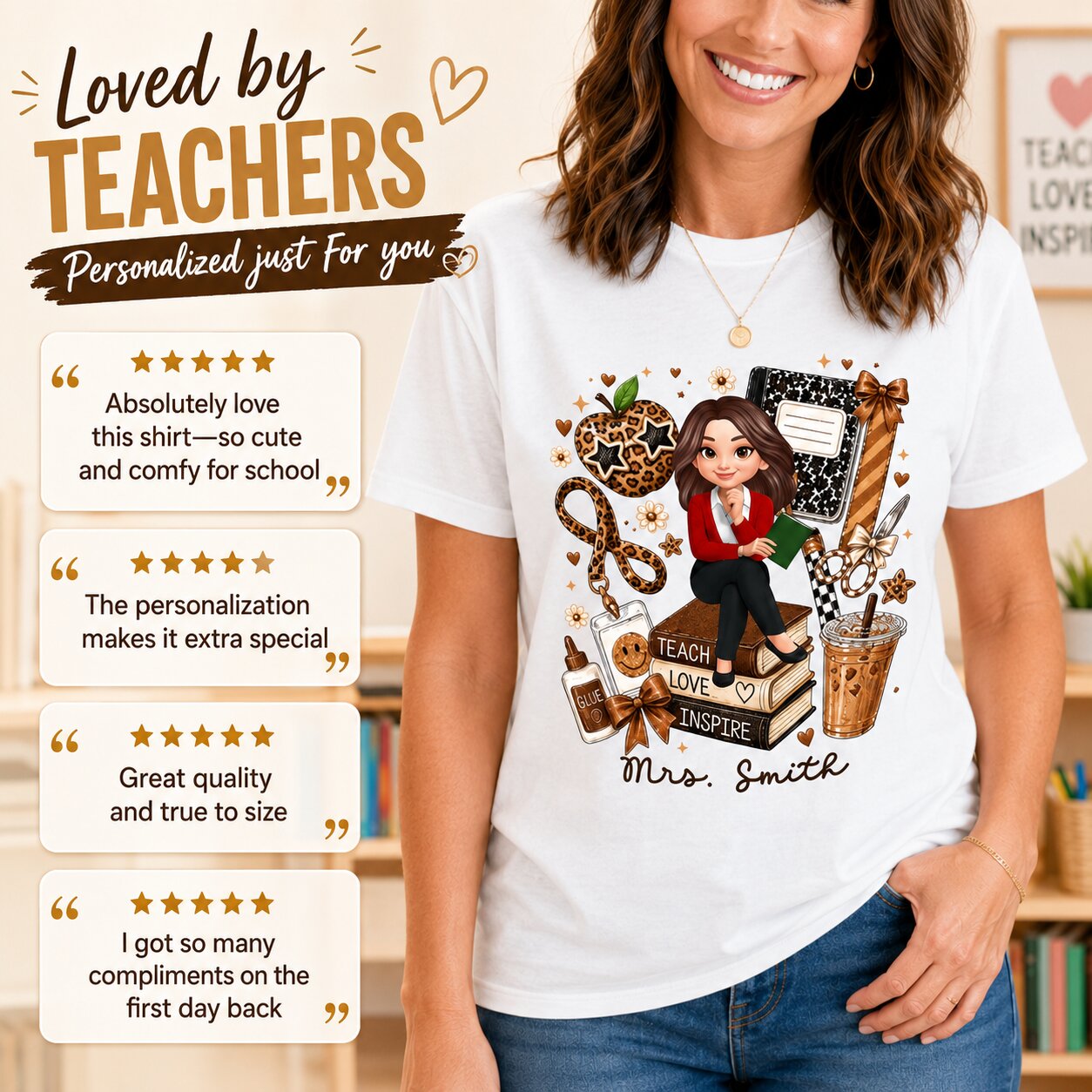 Leopard Style Teacher Life - Personalized Shirt - Back To School Gift For Teacher
