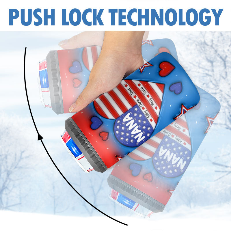 Grandma Mom Dad Grandpa Nation Flag 3D Inflated Effect Printed Personalized 4 In 1 Can Cooler