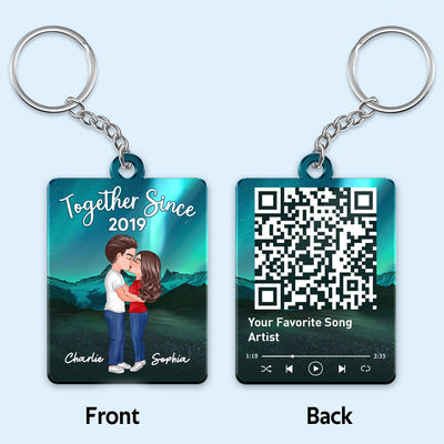 Northern Light Doll Couple Kissing Favorite Song QR Code Personalized Acrylic Keychain