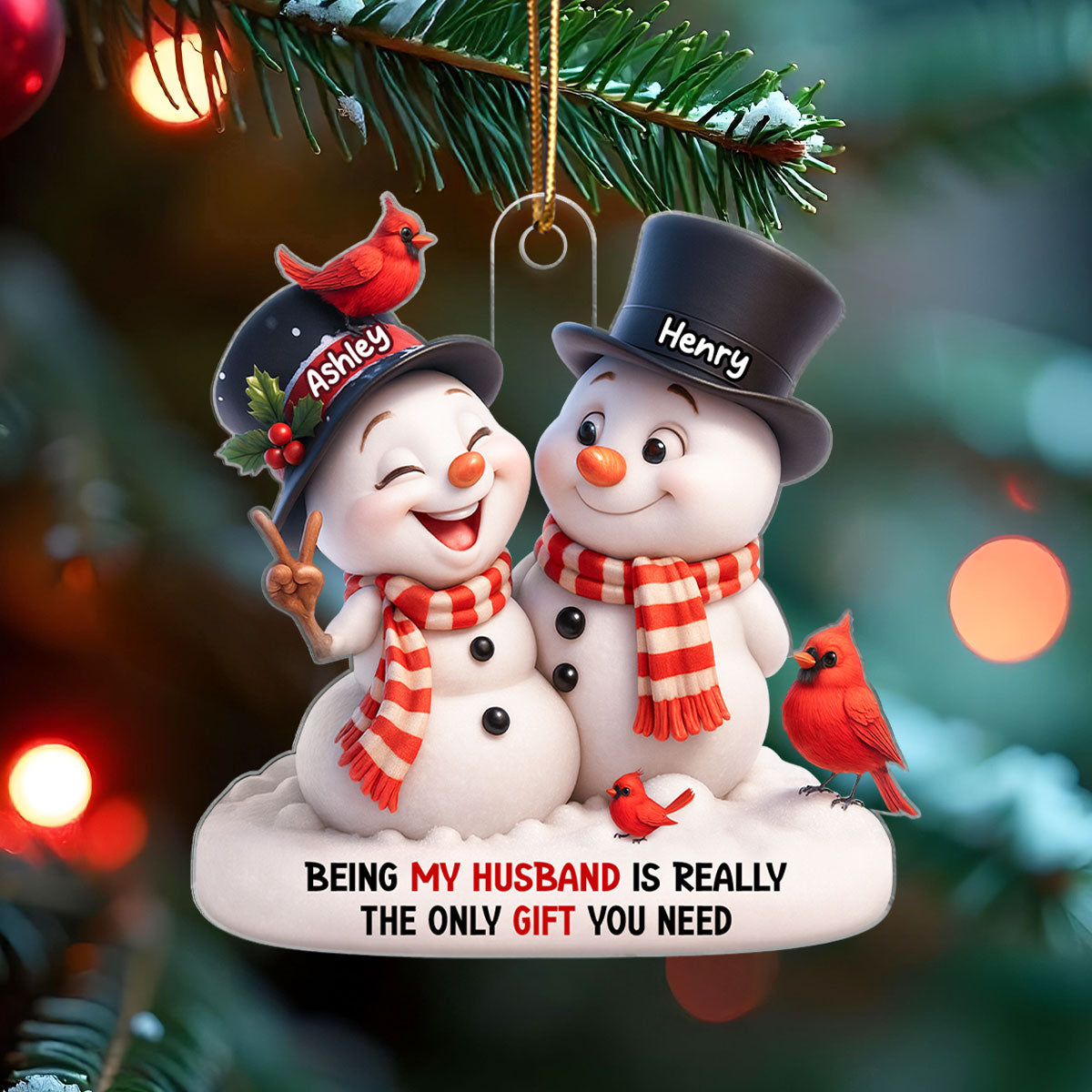 I Smile Because You're My Husband - Personalized Acrylic Ornament - Funny Christmas Gift for him, Gift for her