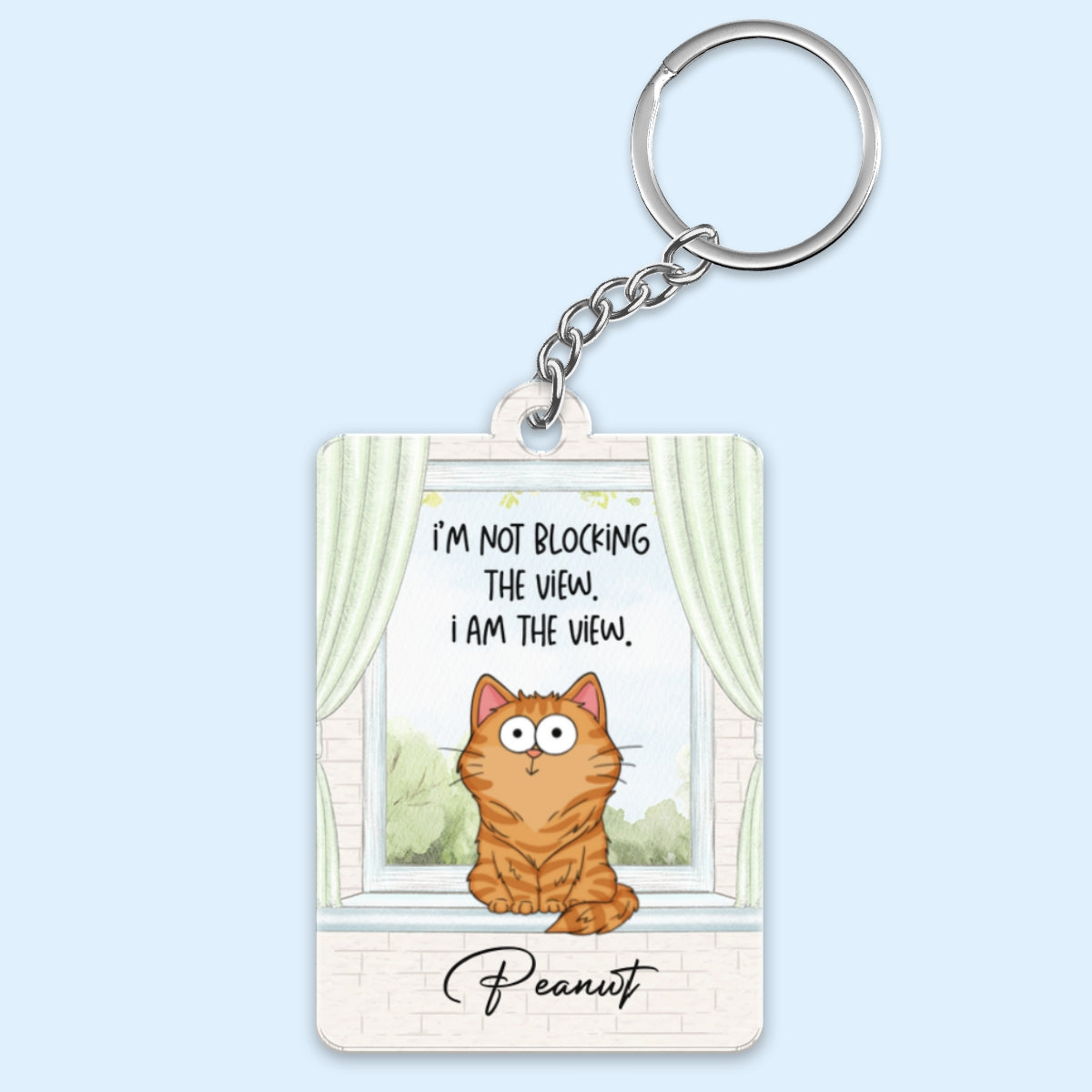 I‘m Not Blocking The View Funny Cats Expressions Personalized Keychain