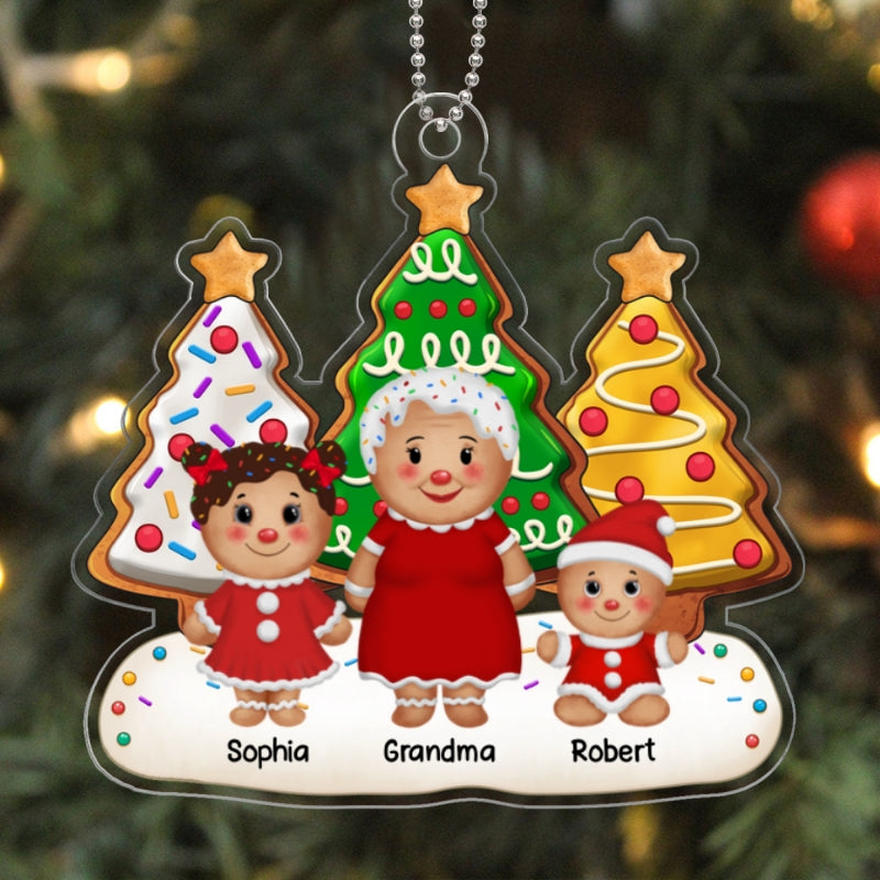 Gingerbread Grandma Grandkids Christmas Tree Gift For Grandma Grandson Granddaughter Personalized Acrylic Ornament