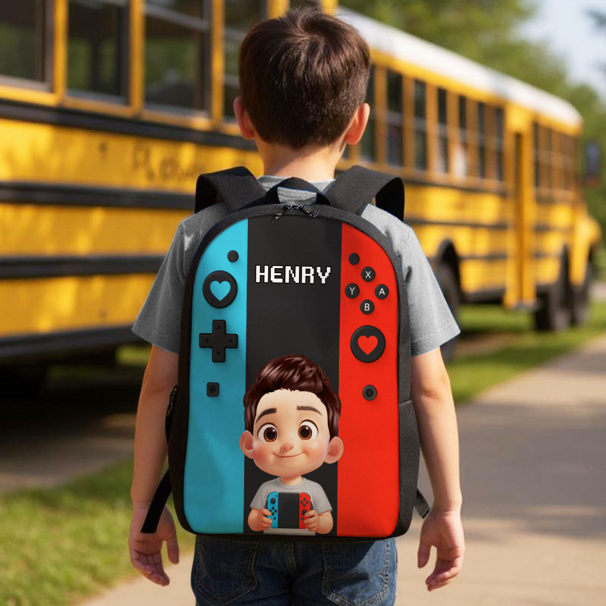 Personalized Gamer Backpack for Boys Girls, Back to School Backpack for Kids (Kid's Name is Optional)