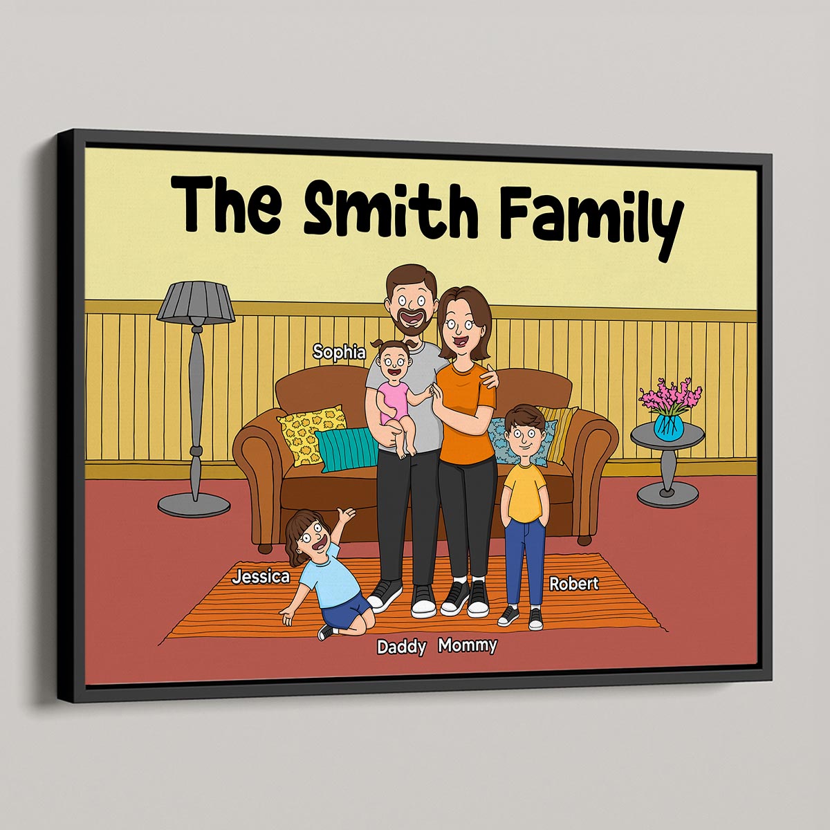 Funny Family Style Dad Mom And Kids Personalized Poster
