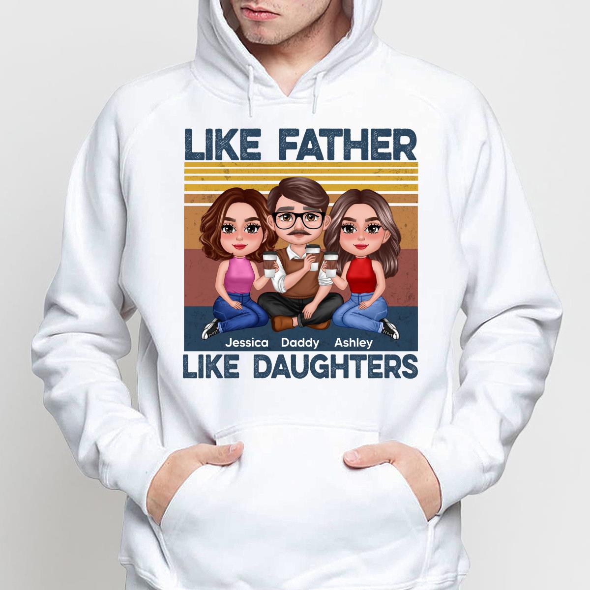 Retro Like Father Like Daughter Doll Sitting Together Personalized Shirt