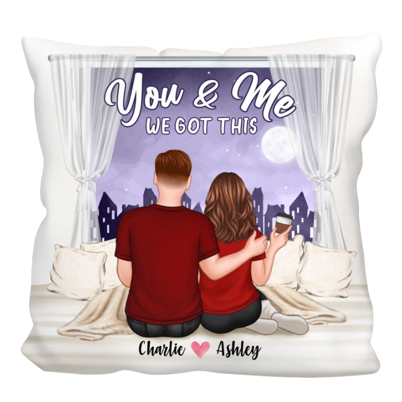 Embracing Couple Back View Window Personalized Pillow