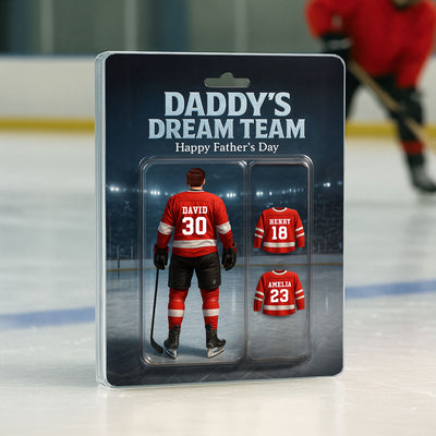 The Best Hockey Dad Ever With Kids' Names Custom Figure Personalized Acrylic Block Plaque, 2025 Father's Day Gift For Him, For Dad