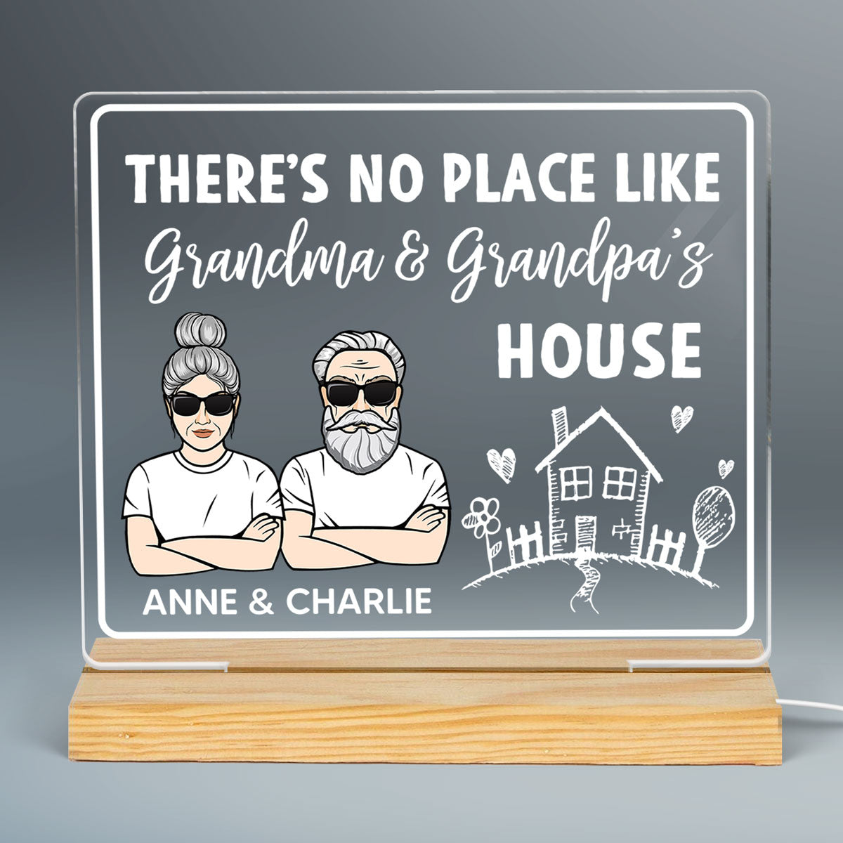 No Place Like Grandma Grandpa Personalized Custom Shape LED Night Light LED Lamp
