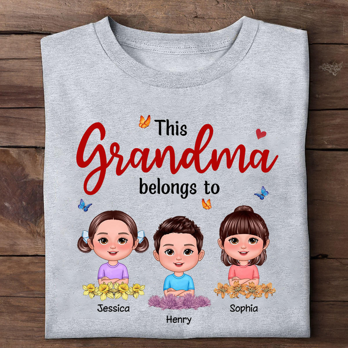 This Grandma Mom Belongs To Birth Month Flowers Cute Kids Personalized Shirt, Gift for Moms, for Grandmas
