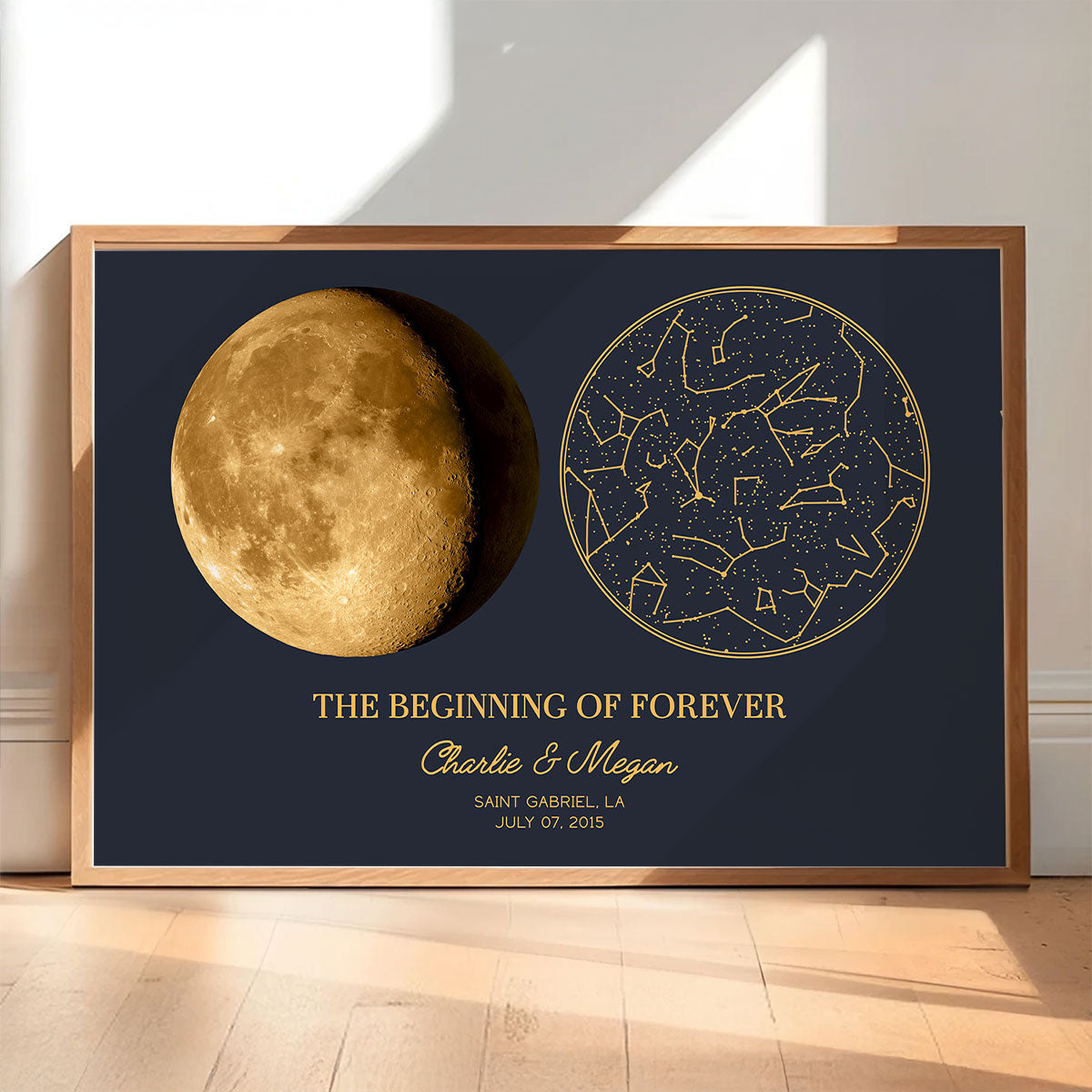 Custom Star Map And Moon Phase By Date & Location, The Night Sky Personalized Poster, Unique Heartfelt Gift for him & for her, The Night We Met Anniversary Gift
