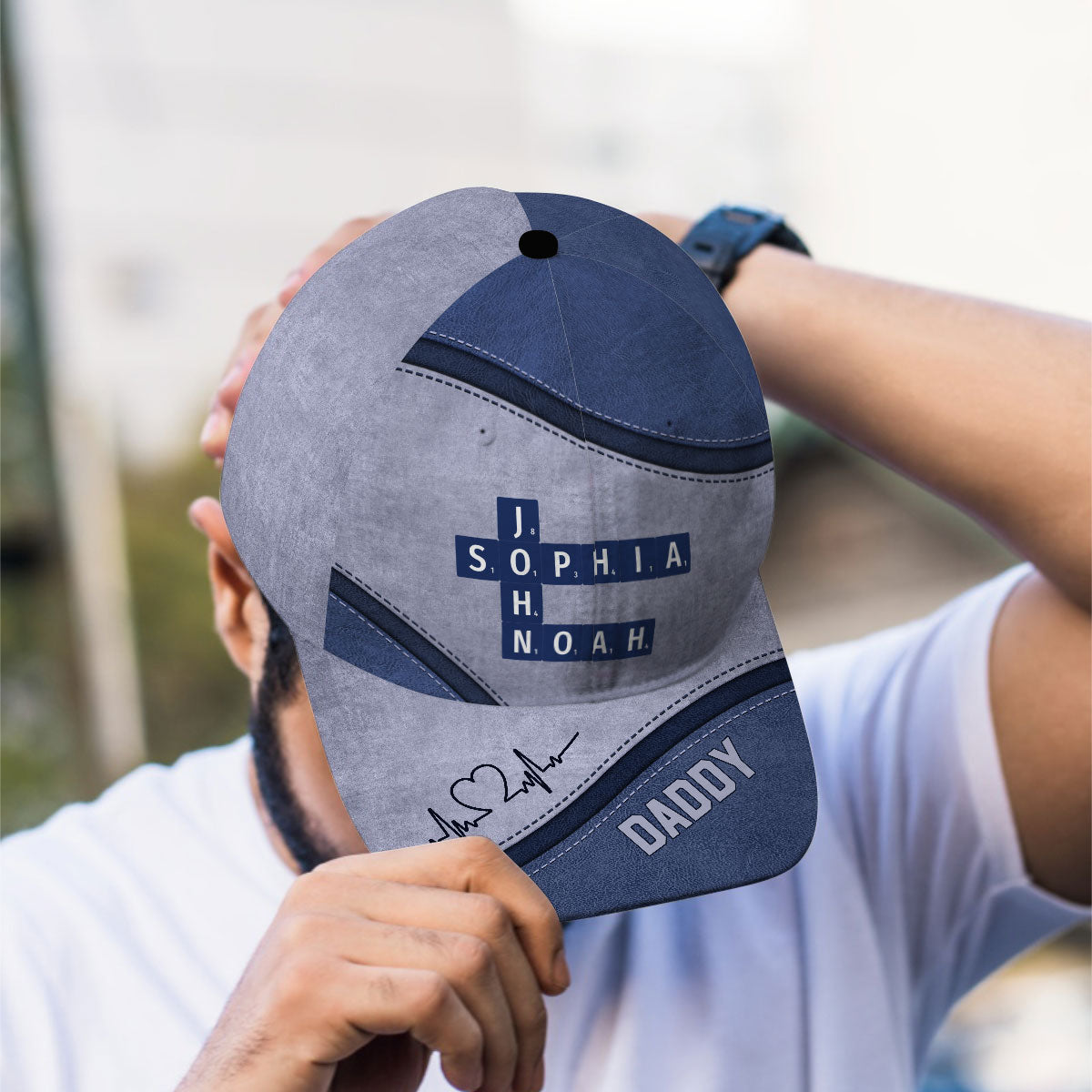Daddy's Team Crossword Puzzle Art Personalized Classic Cap, Gift for Dad