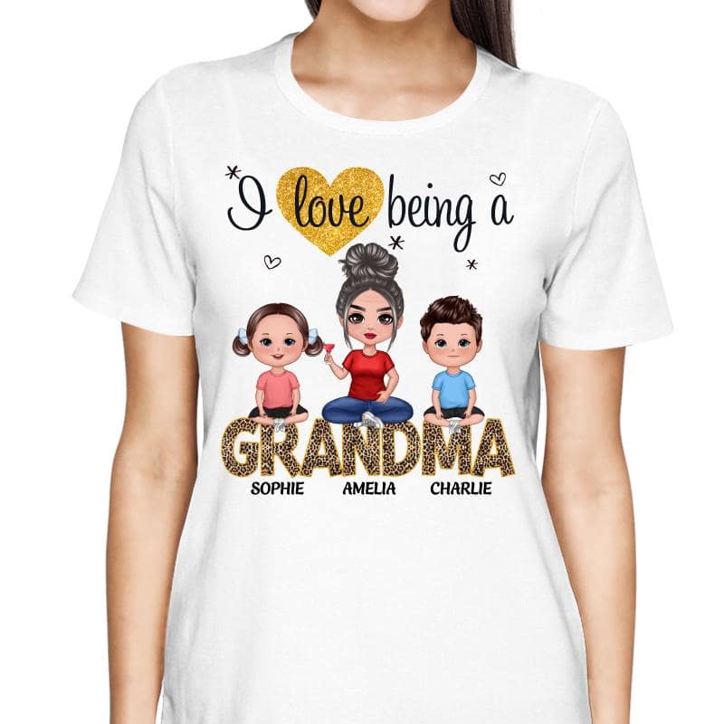 Love Being A Grandma Mom Doll Grandma Grandkids Personalized Shirt
