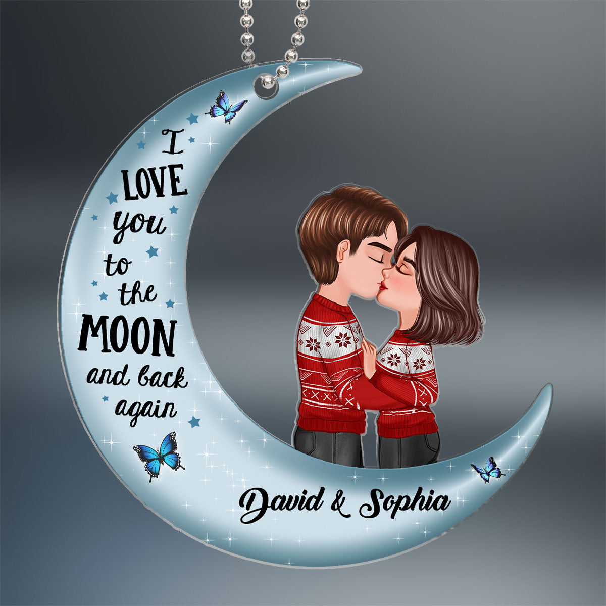 Doll Couple Kissing On Moon Gift For Him Personalized Acrylic Ornament