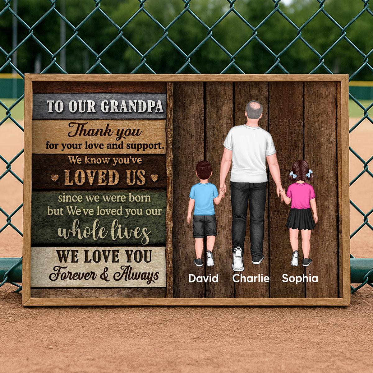 Colored Wood Pallets To Grandpa From Grandchildren Happy Father's Day Personalized Poster