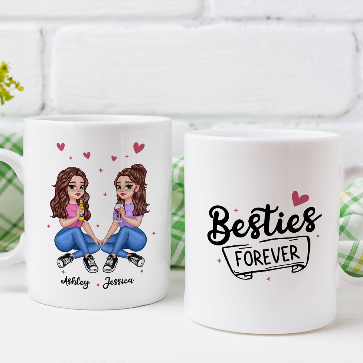 No Greater Gift Than Sisters Besties Pretty Cartoon Girls Personalized Mug