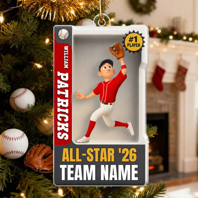 Baseball Player 3D Effect Action Figure - Personalized Acrylic Ornament - Christmas Gift for Son, Grandson