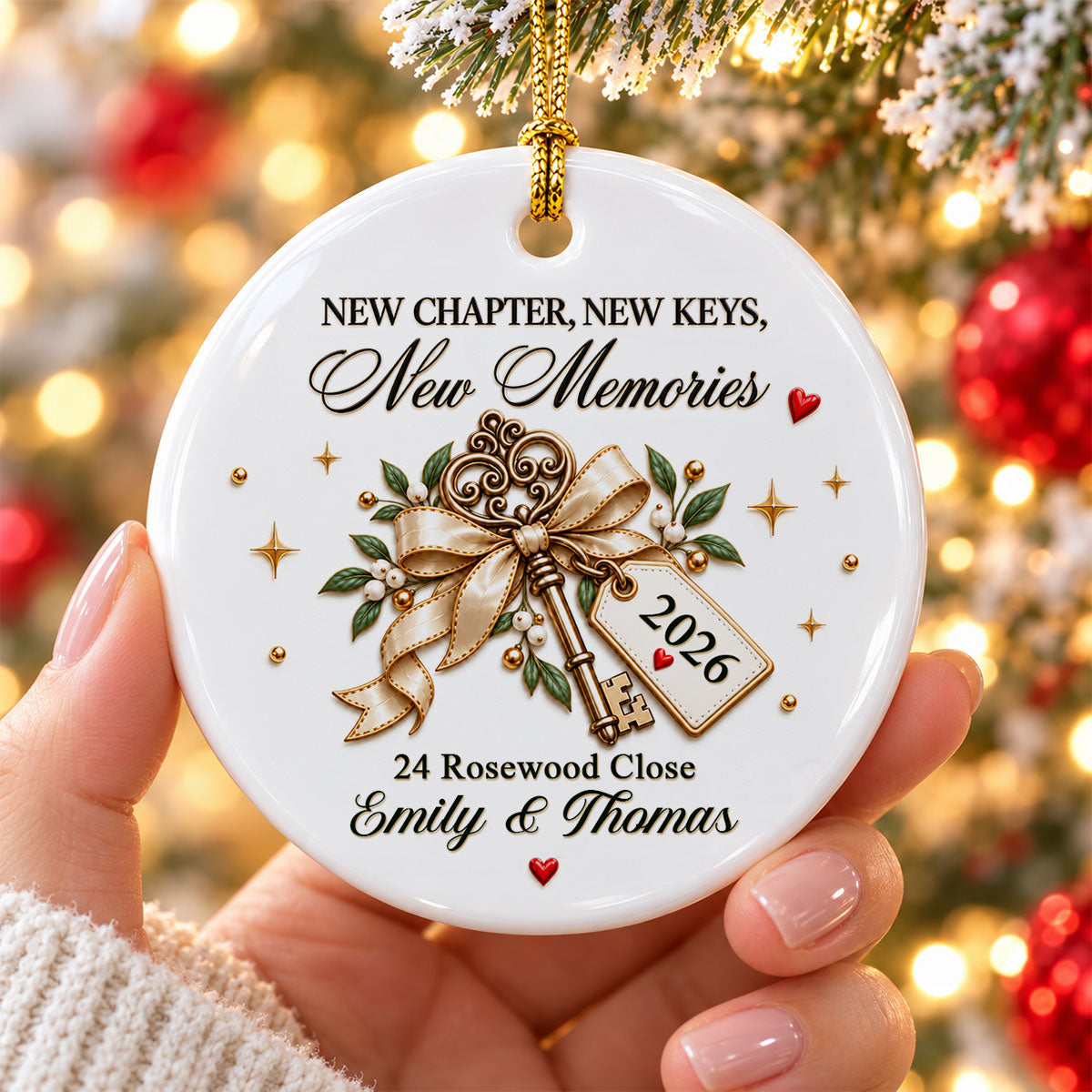Trending New Home - Personalized Ceramic Ornament - New House Congratulations, Christmas Keepsake For Friends, Family