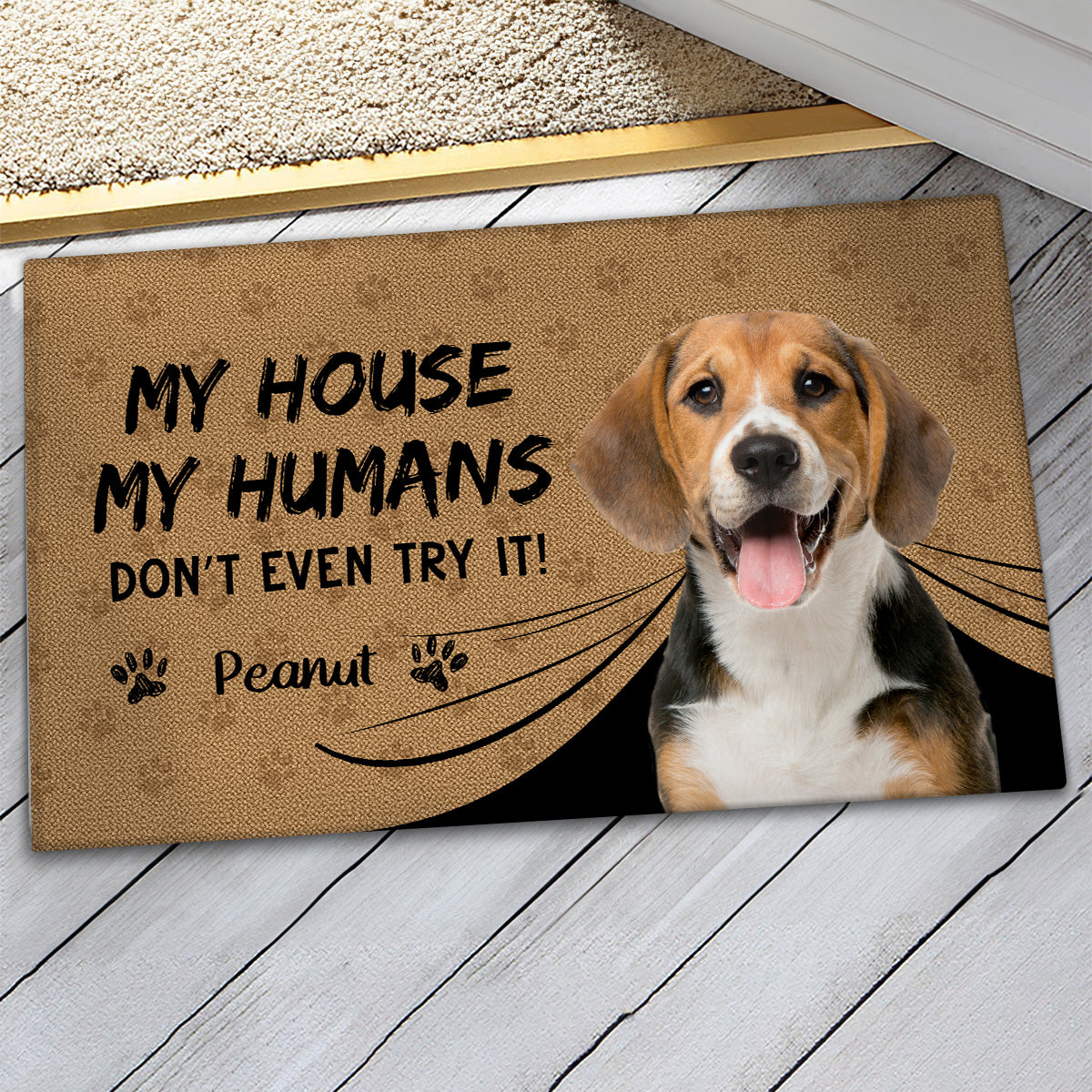 My House My Humans Don‘t Even Try Dog Cat Pet Photo Personalized Doormat