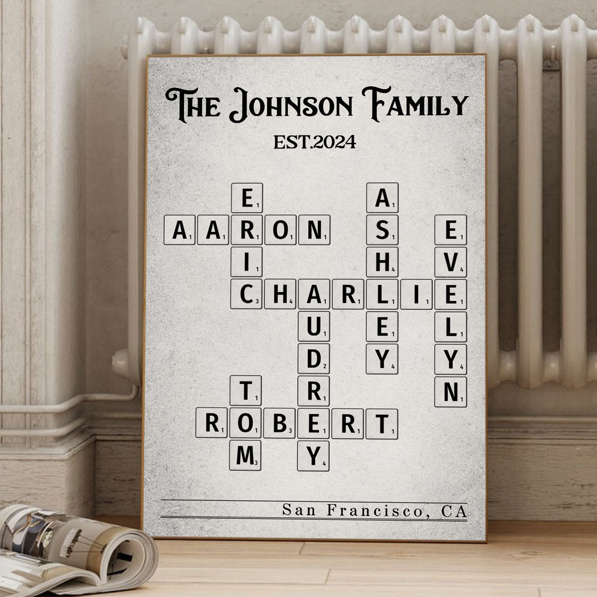 Family Crossword Art Newspaper Created In A Moment Treasured Forever Personalized Poster
