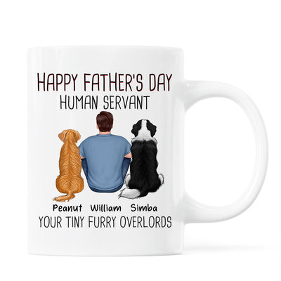 Back View Man And Dog Sitting Happy Father‘s Day Human Servant Personalized Mug
