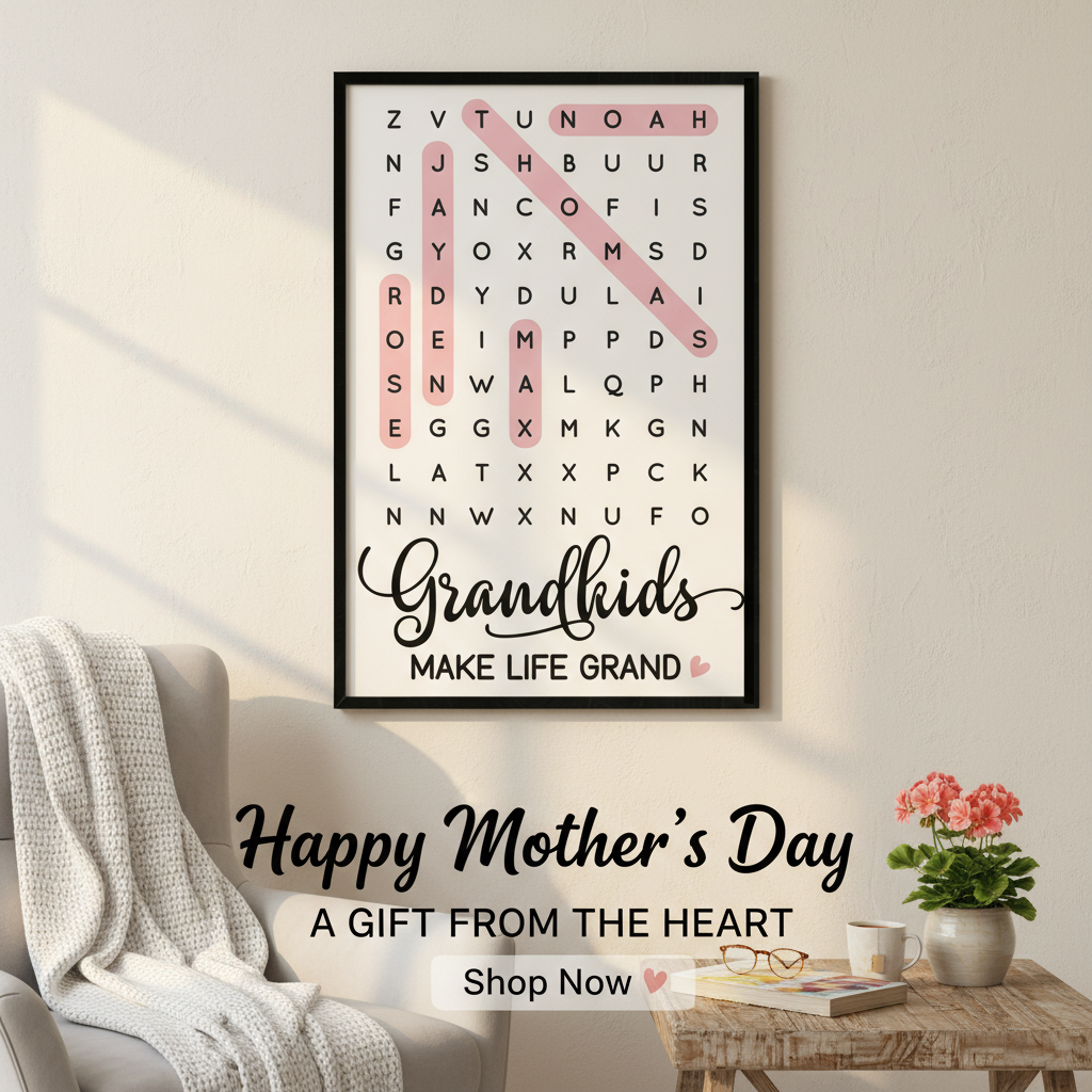 Grandkids Make Life Grand Word Search - Personalized Poster - Mother's Day Gift For Grandma