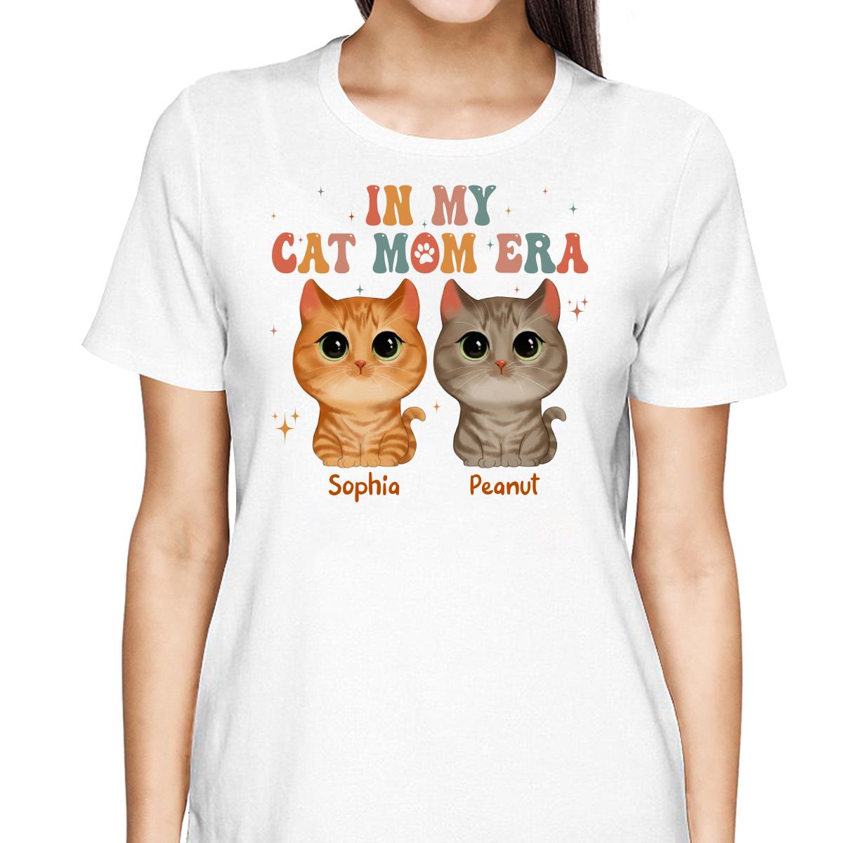In My Cat Mom Era Cute Watercolor Cats Personalized Shirt