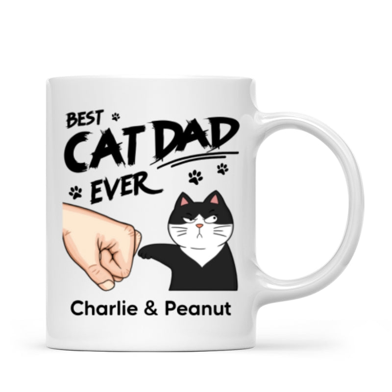 Best Cat Dad Ever Fist Bump Funny Cute Cats Personalized Mug