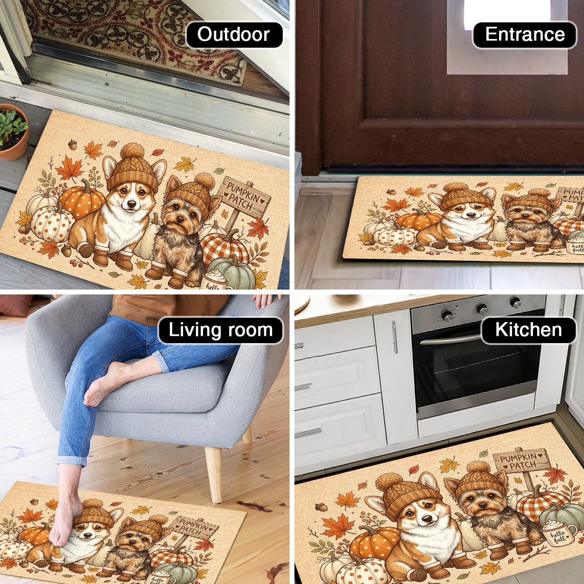 Hello Fall Custom Dog Cat Pet Portrait from Photo - Personalized Doormat - Cozy Fall Decor for Pet Lovers
