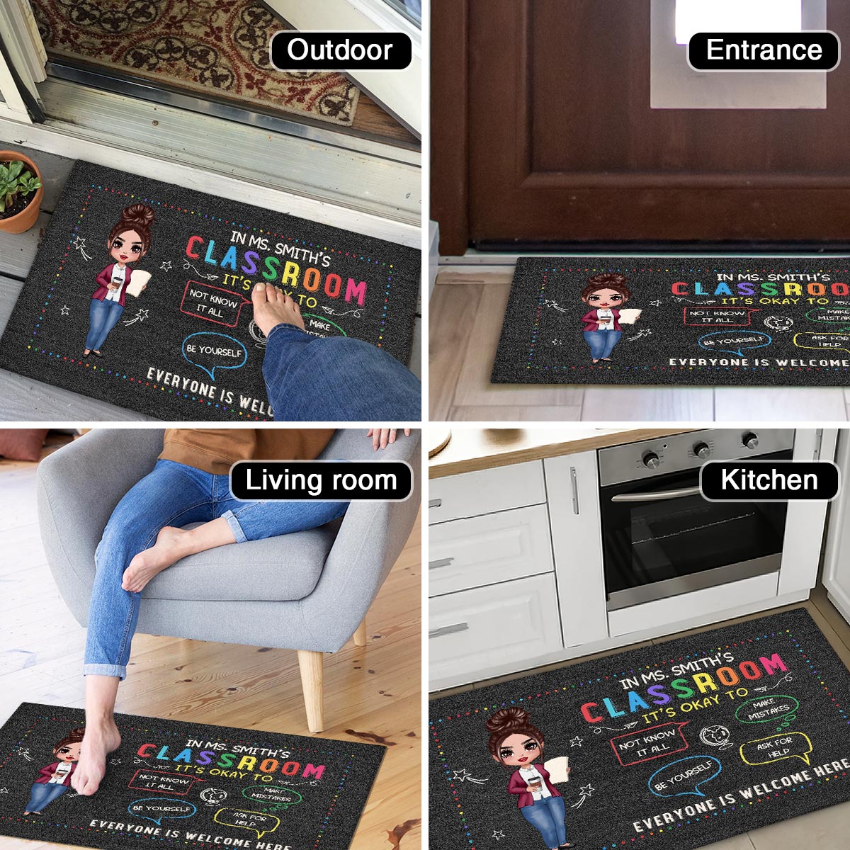 In Teacher Classroom It‘s Okay Everyone Is Welcome Here Personalized Doormat
