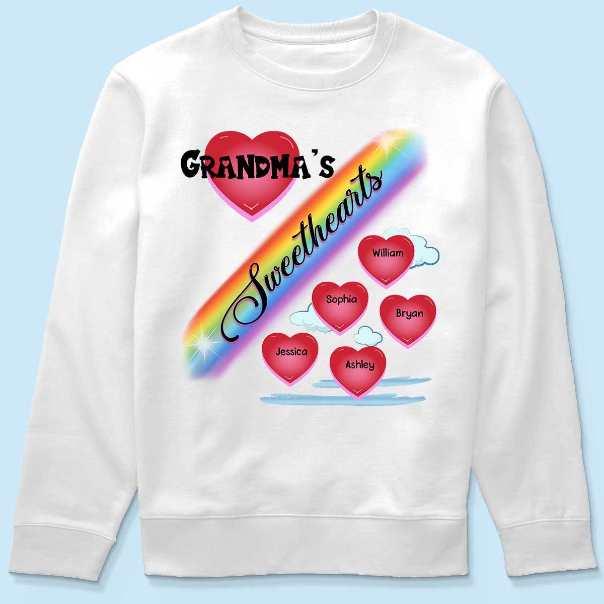 Grandma Mom Sweetheart Rainbow Personalized Shirt