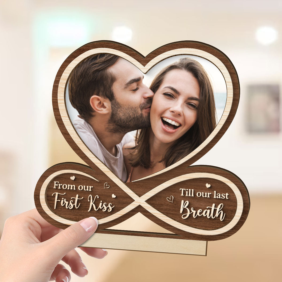Infinity Custom Couple Photo Personalized 2-Layer Standing Wooden Plaque, Heartfelt Gift For Couple, For Him, For Her, Boyfriend, Girlfriend, Husband, Wife
