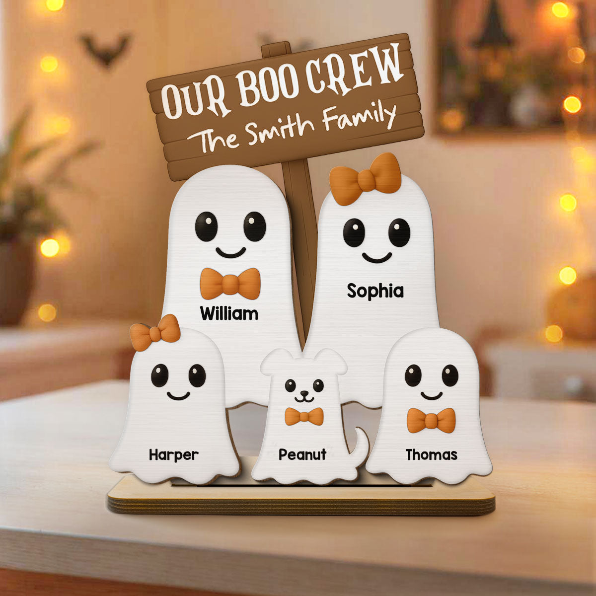 Halloween Boo Family - Personalized 2-Layered Wooden Plaque