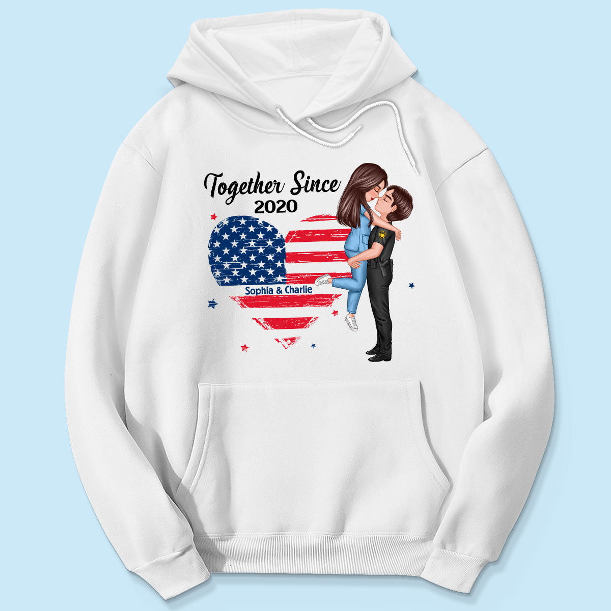 You & Me We Got This Hero Couple Hugging Kissing Nation Flag Heart Personalized Shirt, Gift by Occupation, Anniversary Gift For Him For Her