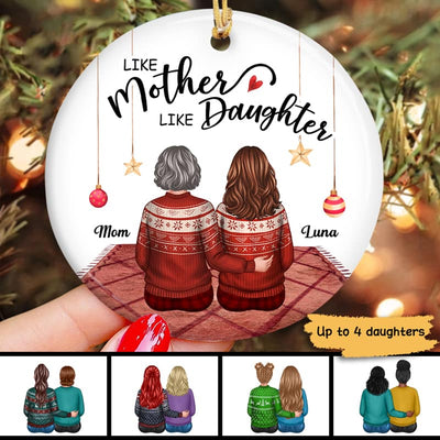 Doll Mother And Daughters Back View Personalized Circle Ornament